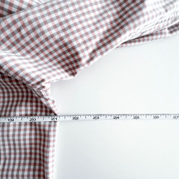 Calvin Klein Mens Slim Fit Collared Dress Shirt Checked Gray Pink Size Medium - Picture 9 of 9